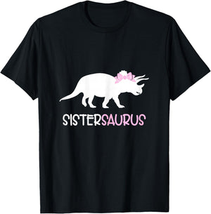 Sister Dinosaur Sistersaurus T-Shirt - T-Shirt | Black