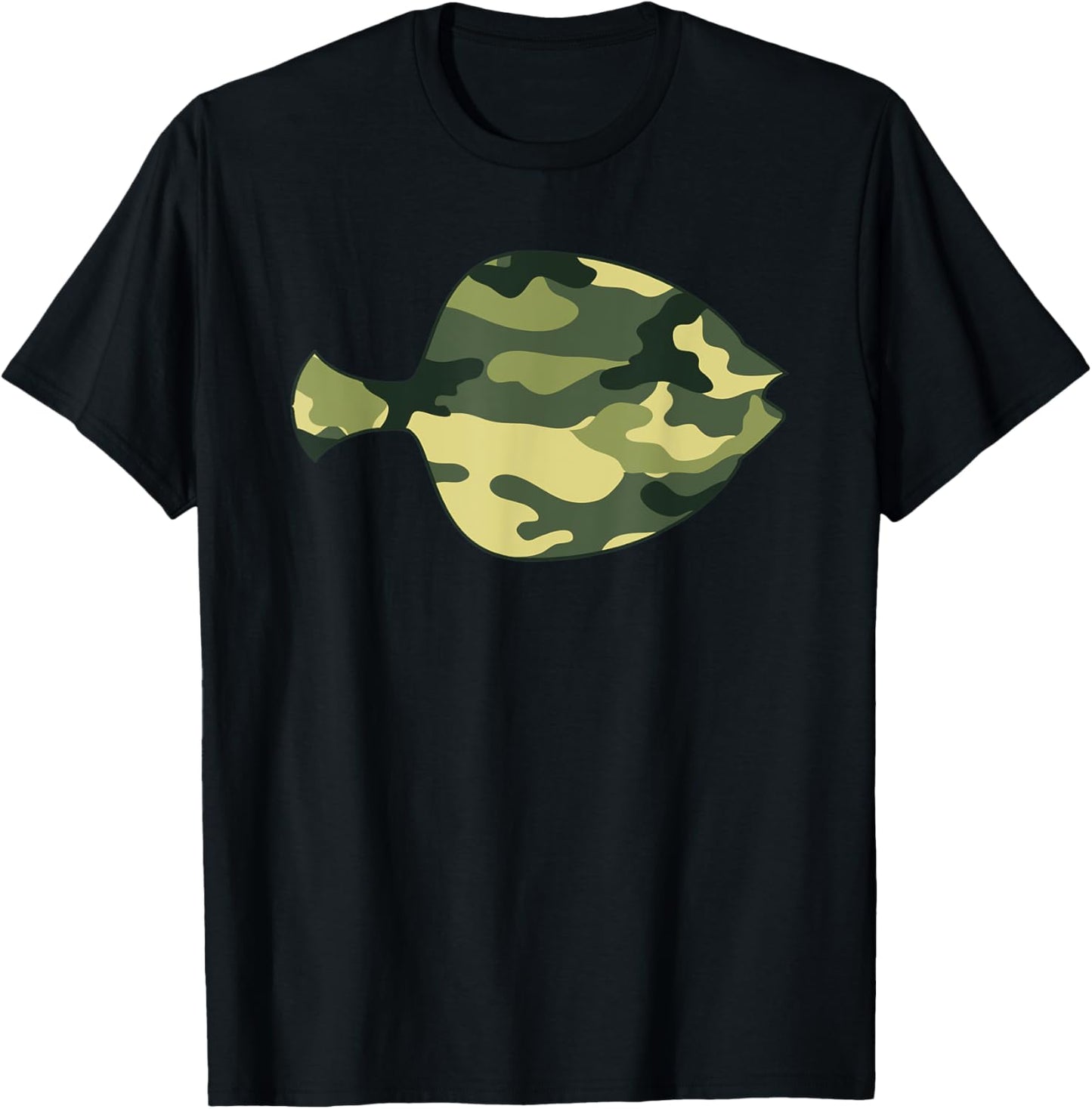 Military Flounder Camo Men Print US Food fish Veteran Gift T-Shirt - T-Shirt | Black
