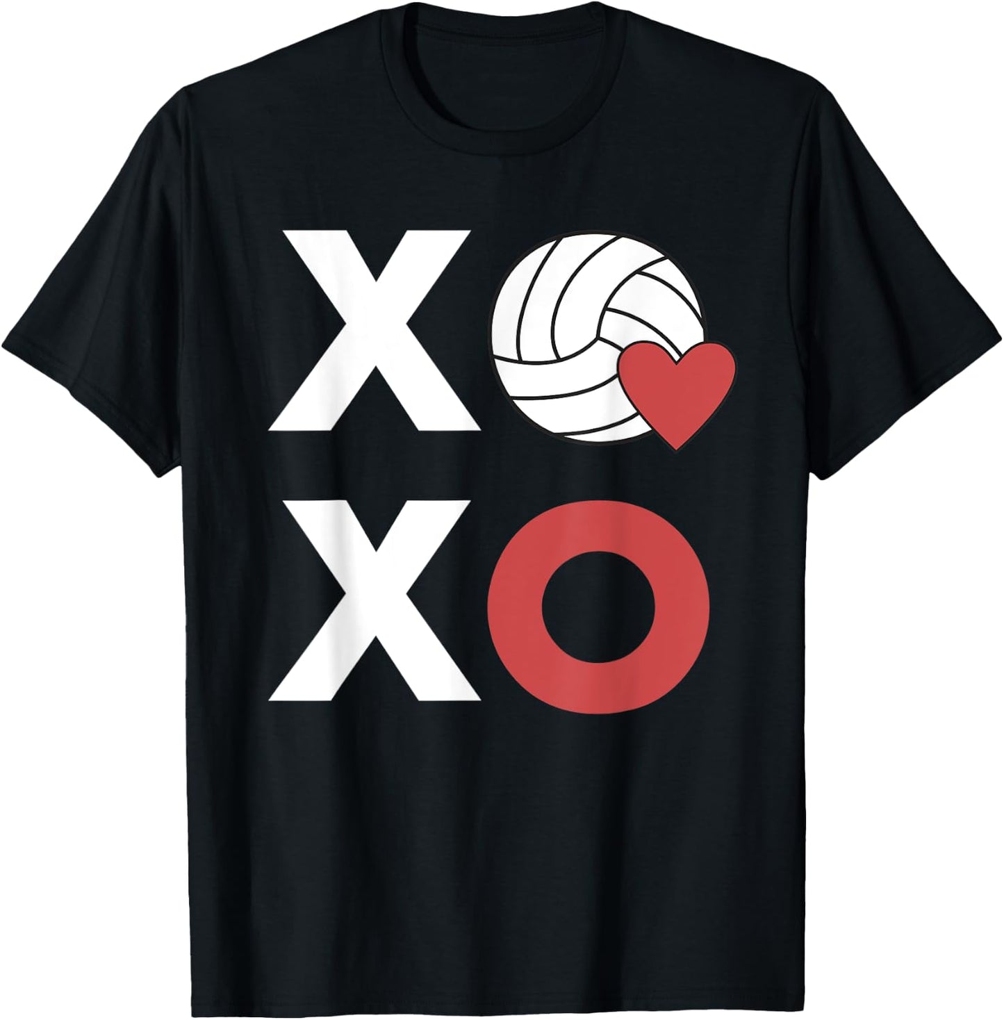 Valentines Day Volleyball Heart XOXO T-Shirt - T-Shirt | Black