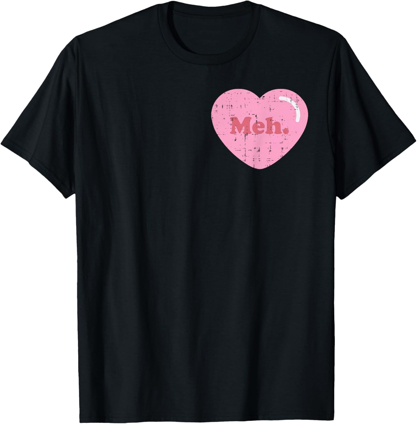 Meh Heart Pocket Funny Anti Valentines Day Single Gift T-Shirt - T-Shirt | Black