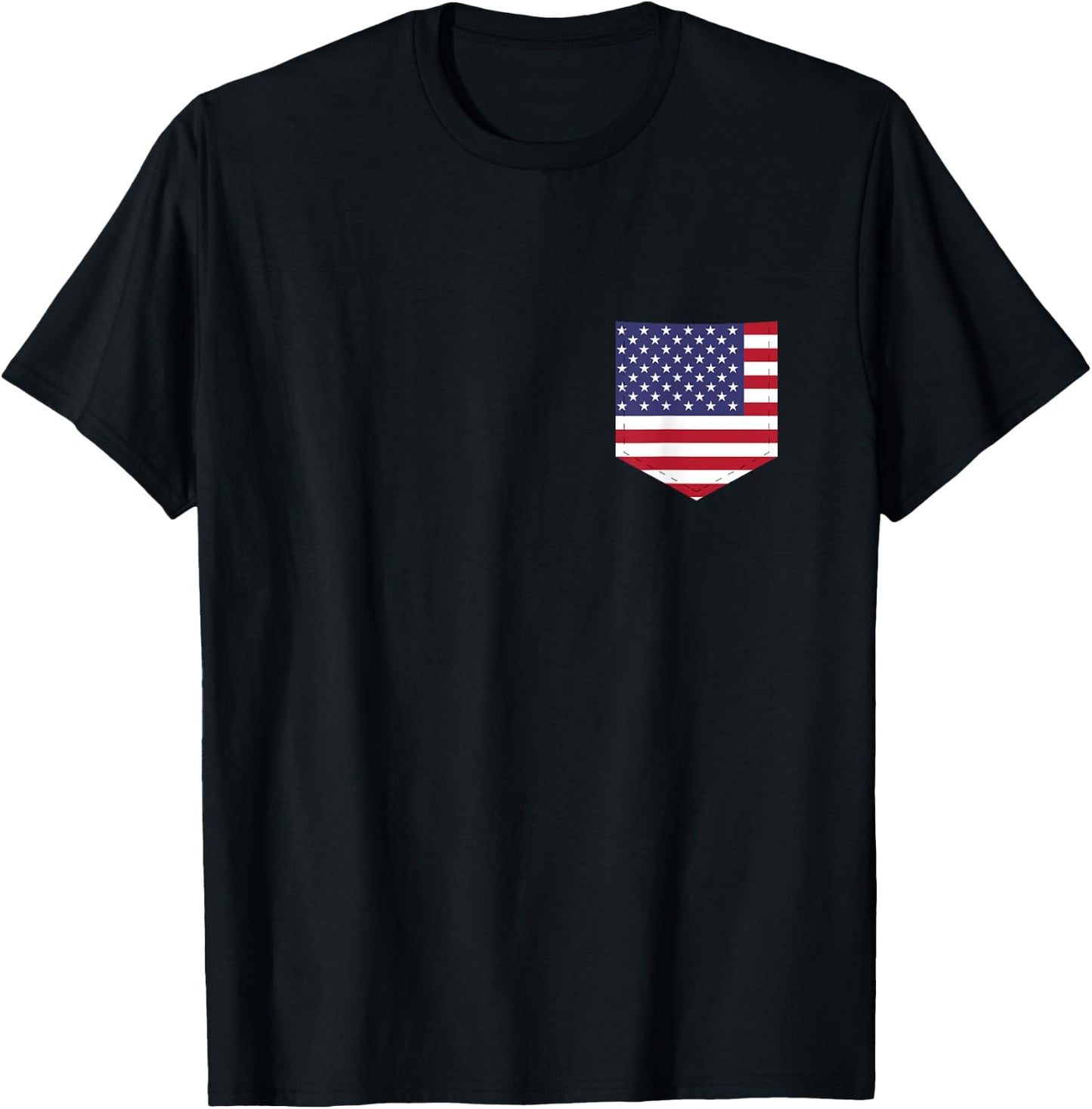 United States Flag with Printed American Flag Pocket T-Shirt - T-Shirt | Black