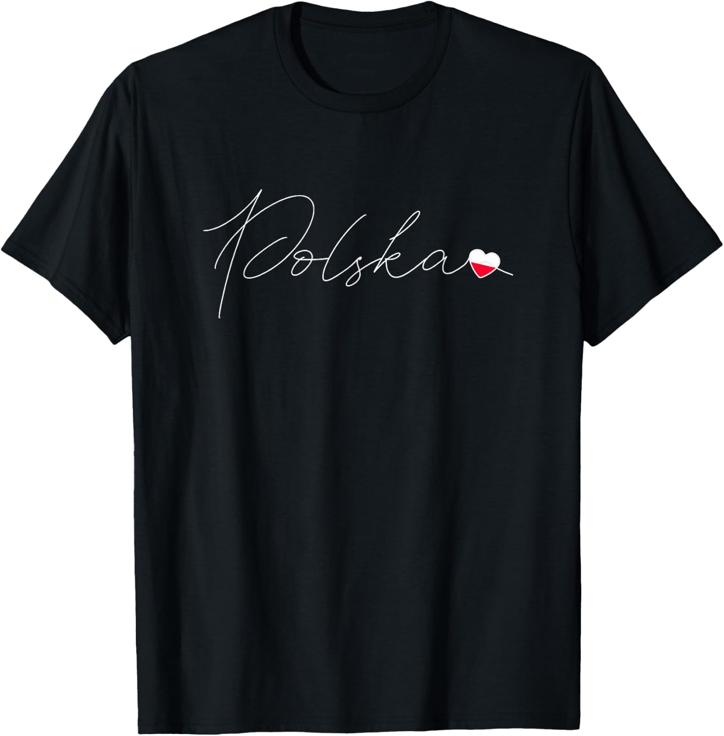 Polska Simple Love Polish Flag Heart on Poland T-Shirt - T-Shirt | Black