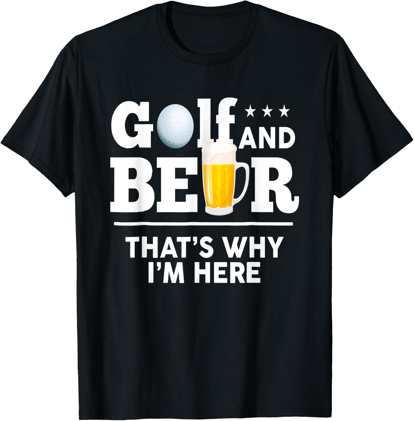 Golf and Beer Joke Dad Funny Fathers Day Drinking Birthday T-Shirt - T-Shirt | Black