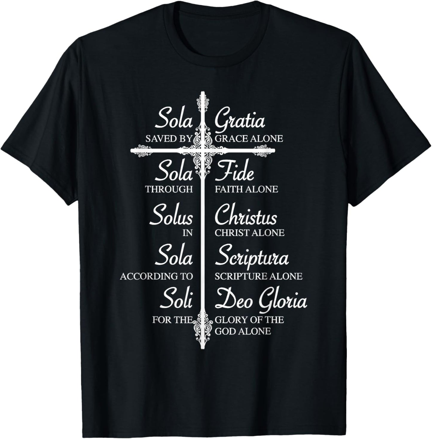 The Five Solas | Cute Christian Movement Gift T-Shirt - T-Shirt | Black