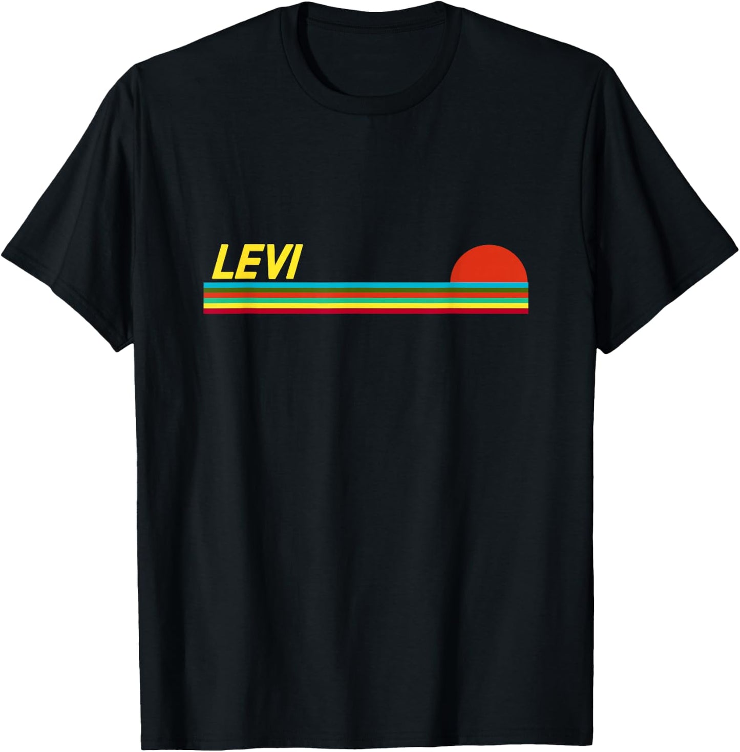 Levi First Name Logo Retro Sunset Surfer Style Levi T-Shirt - T-Shirt | Black
