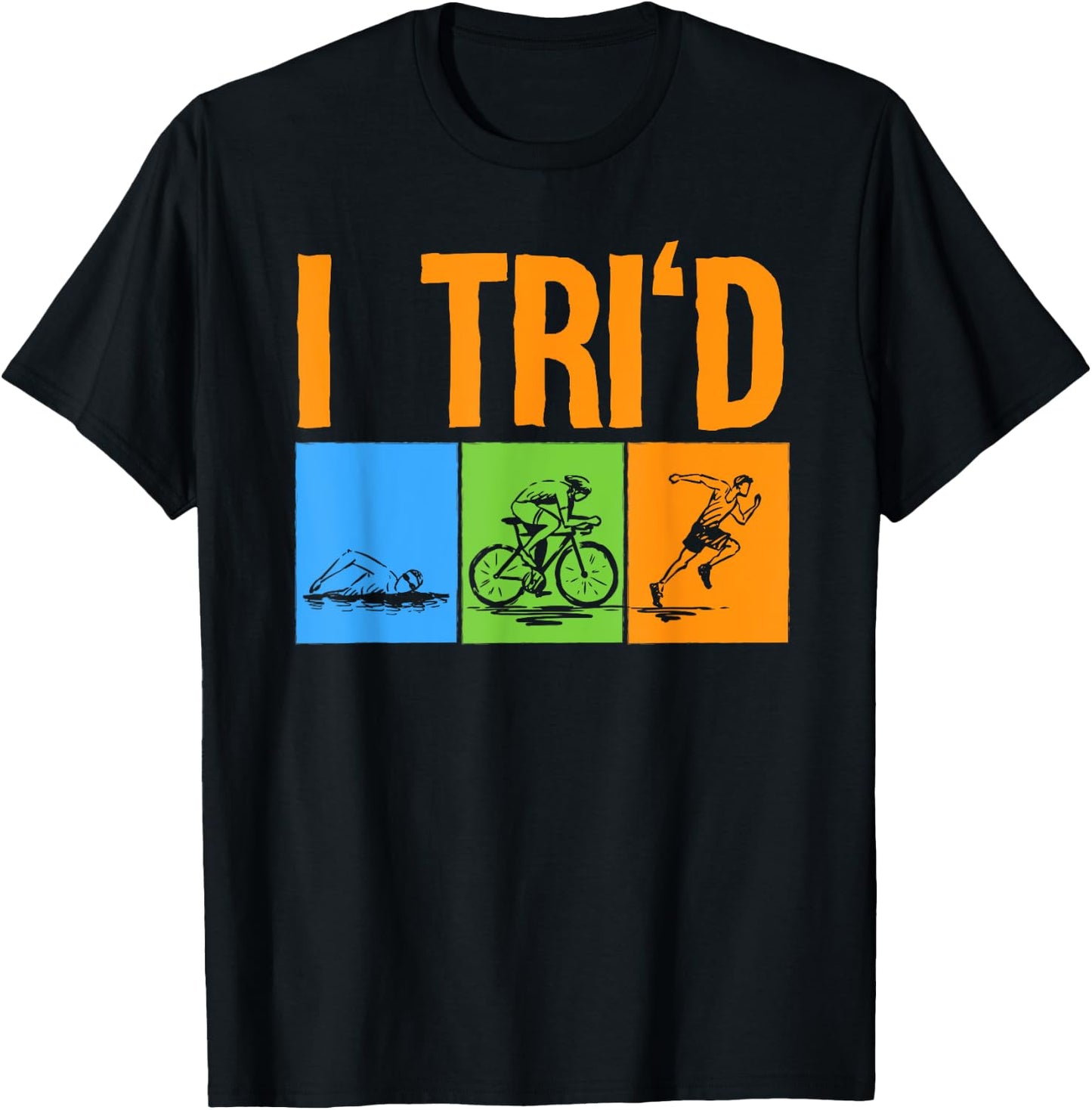 Funny Triathlon Design Triathletes Men Women Swim Bike Run T-Shirt - T-Shirt | Black