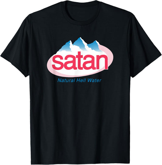 Vintage Funny Satan Water Natural Hell Water Aesthetic T-Shirt - T-Shirt | Black