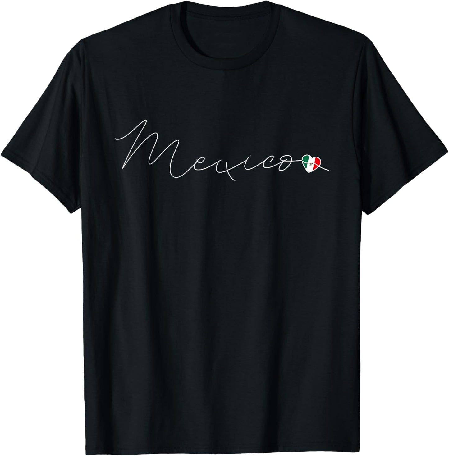 México Simple Love Mexican Flag Heart on Mexico T-Shirt - T-Shirt | Black