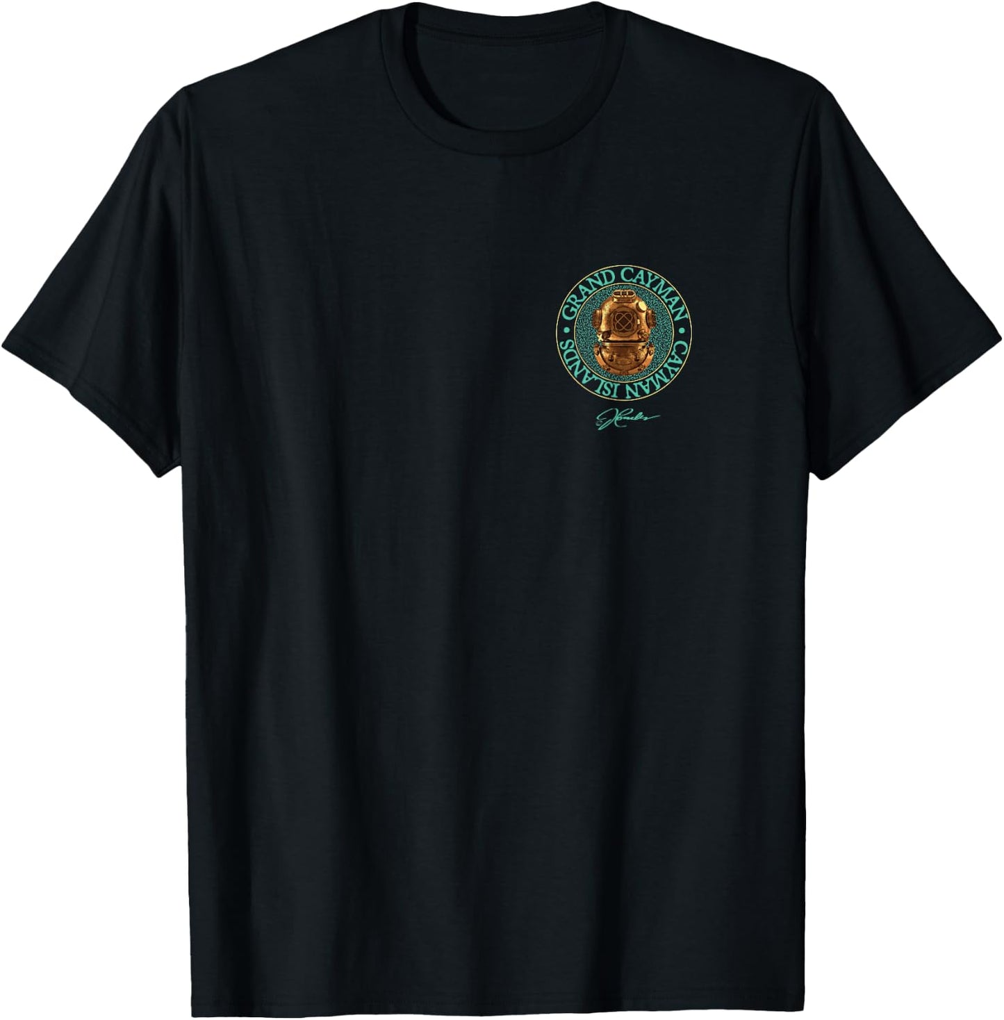 JCombs: Grand Cayman Vintage Dive Helmet (2-Sided) T-Shirt - T-Shirt | Black