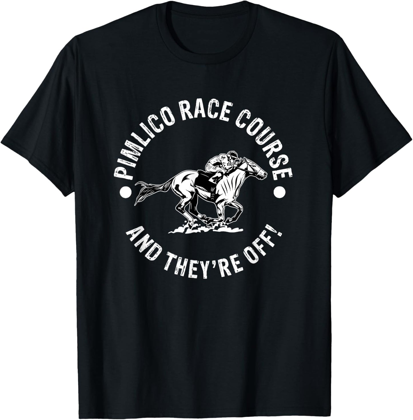 Pimlico Race Course Horse Racing Racer Equestrian MD Derby T-Shirt - T-Shirt | Black