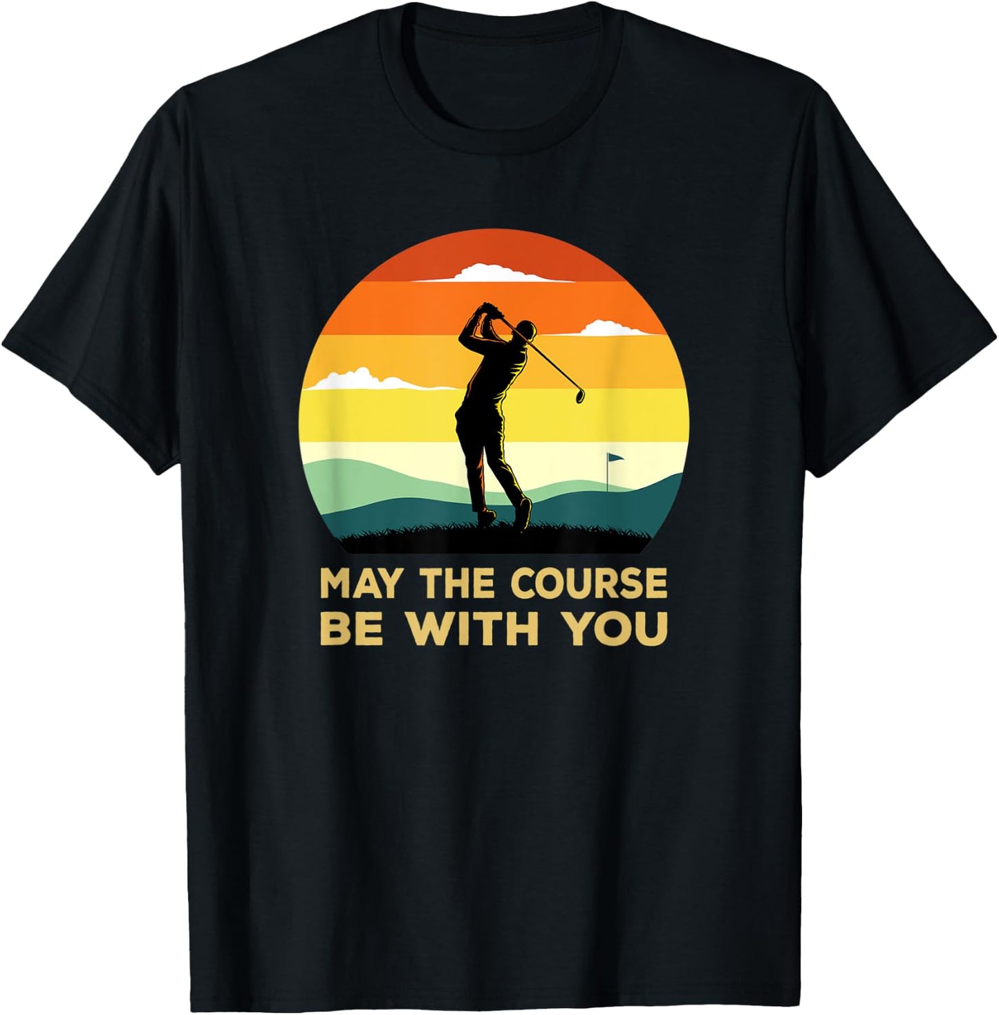 May The Course Be With You Sunset Golf T-Shirt - T-Shirt | Black