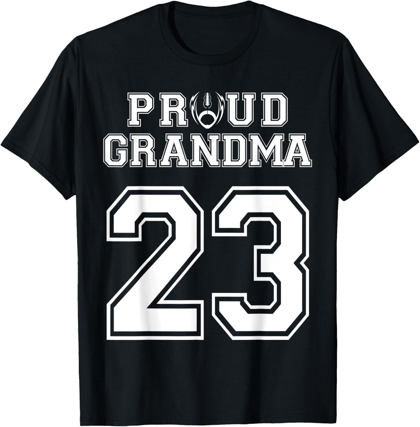 Custom Proud Football Grandma Number 23 Personalized Women T-Shirt - T-Shirt | Black