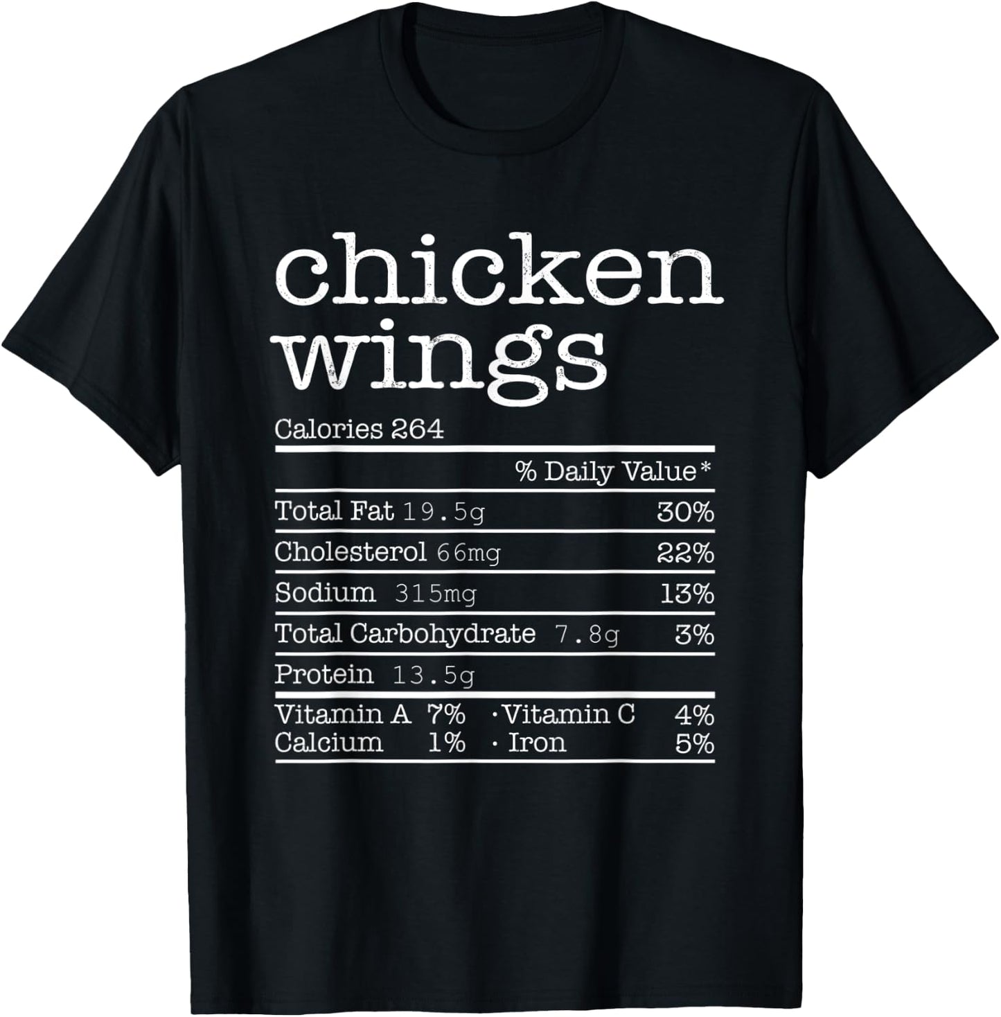 Chicken Wings Nutrition Facts Thanksgiving Christmas Food T-Shirt - T-Shirt | Black