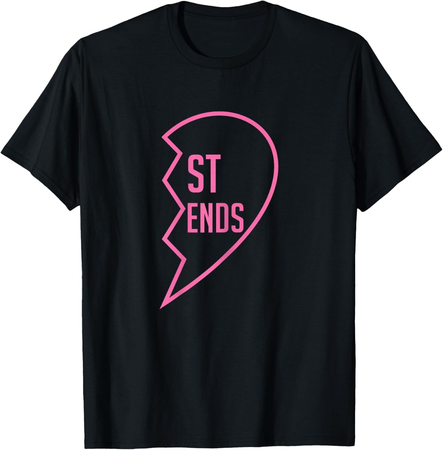 1 Heart in 2 Best Friend T Shirts - Matching BFF Outfits T-Shirt - T-Shirt | Black
