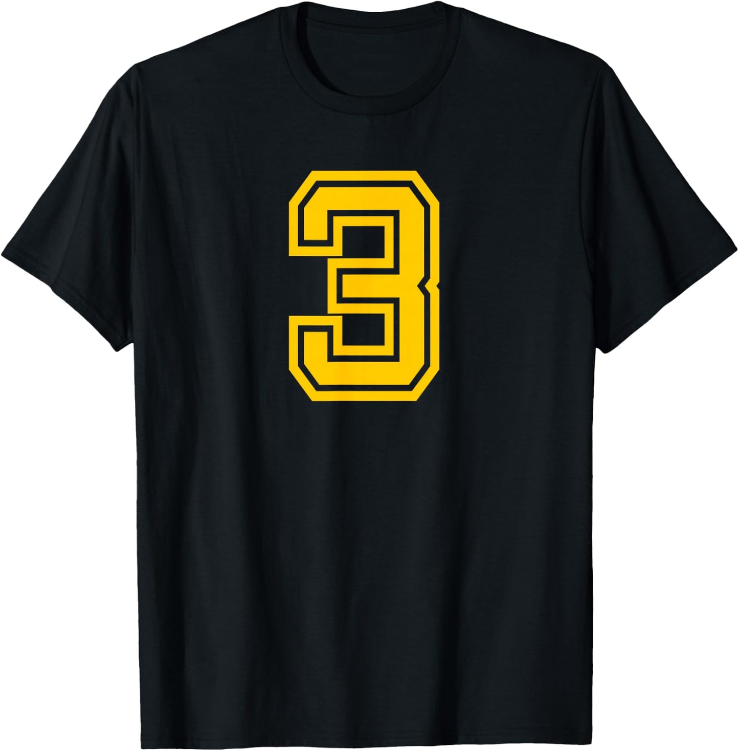 Yellow Sports Team Number #3 T-Shirt - T-Shirt | Black