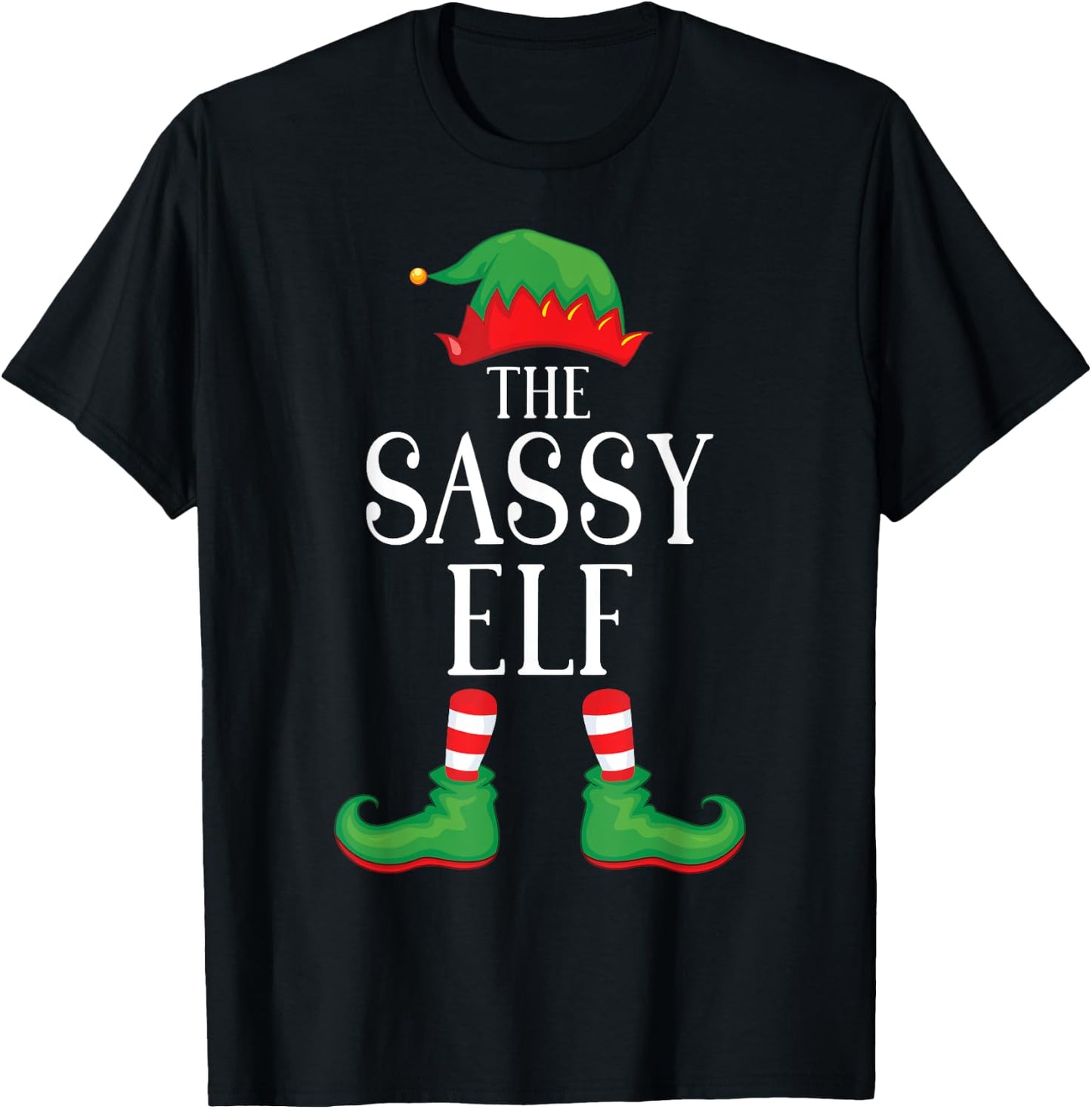 Sassy Elf Matching Group Xmas Funny Family Christmas T-Shirt - T-Shirt | Black