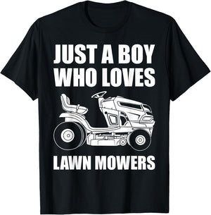 Cool Lawn Mower Design For Boys Kids Men Lawn Mowing Lovers T-Shirt - T-Shirt | Black