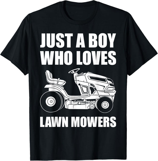Cool Lawn Mower Design For Boys Kids Men Lawn Mowing Lovers T-Shirt - T-Shirt | Black