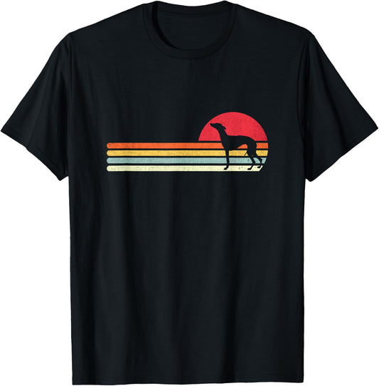 Whippet Dog . Vintage Retro Whippet T-Shirt - T-Shirt | Black