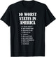 Florida - Ten Worst States in the US | FL Sucks - Funny T-Shirt - T-Shirt | Black