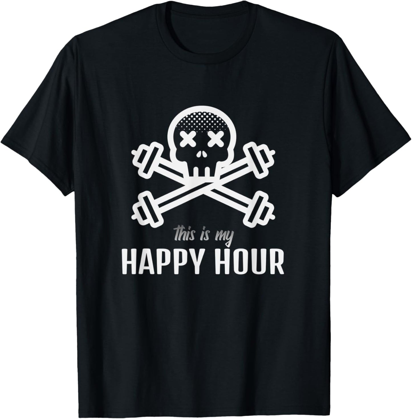 MY HAPPY HOUR. Skull and Crossbones Barbell graphic T-Shirt - T-Shirt | Black