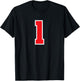 1 Sport White Red Plain Number T-Shirt - T-Shirt | Black