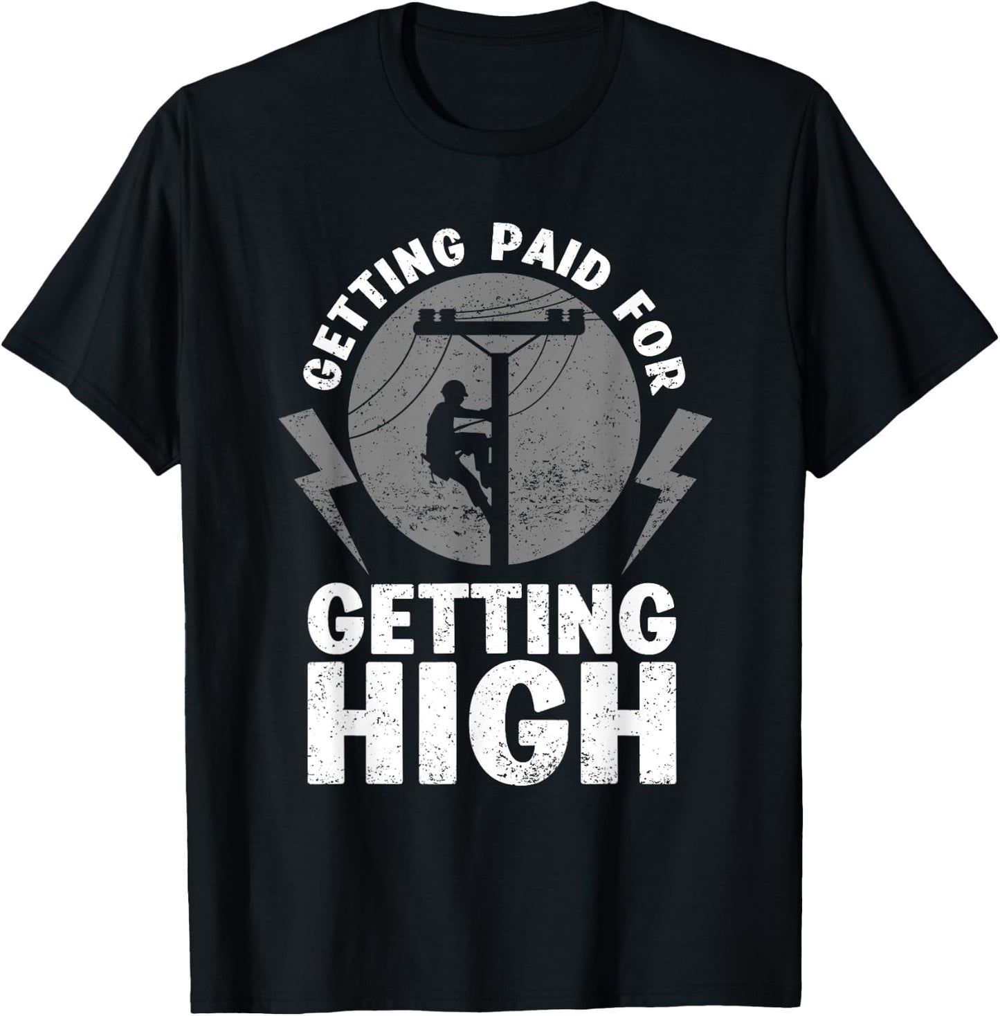 Funny Electrician Gift Electrical Power Lineman Men Boys T-Shirt - T-Shirt | Black