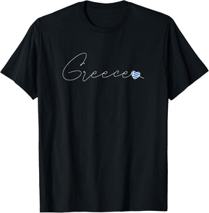 Elláda Simple Love Greek Flag Heart on Greece T-Shirt - T-Shirt | Black