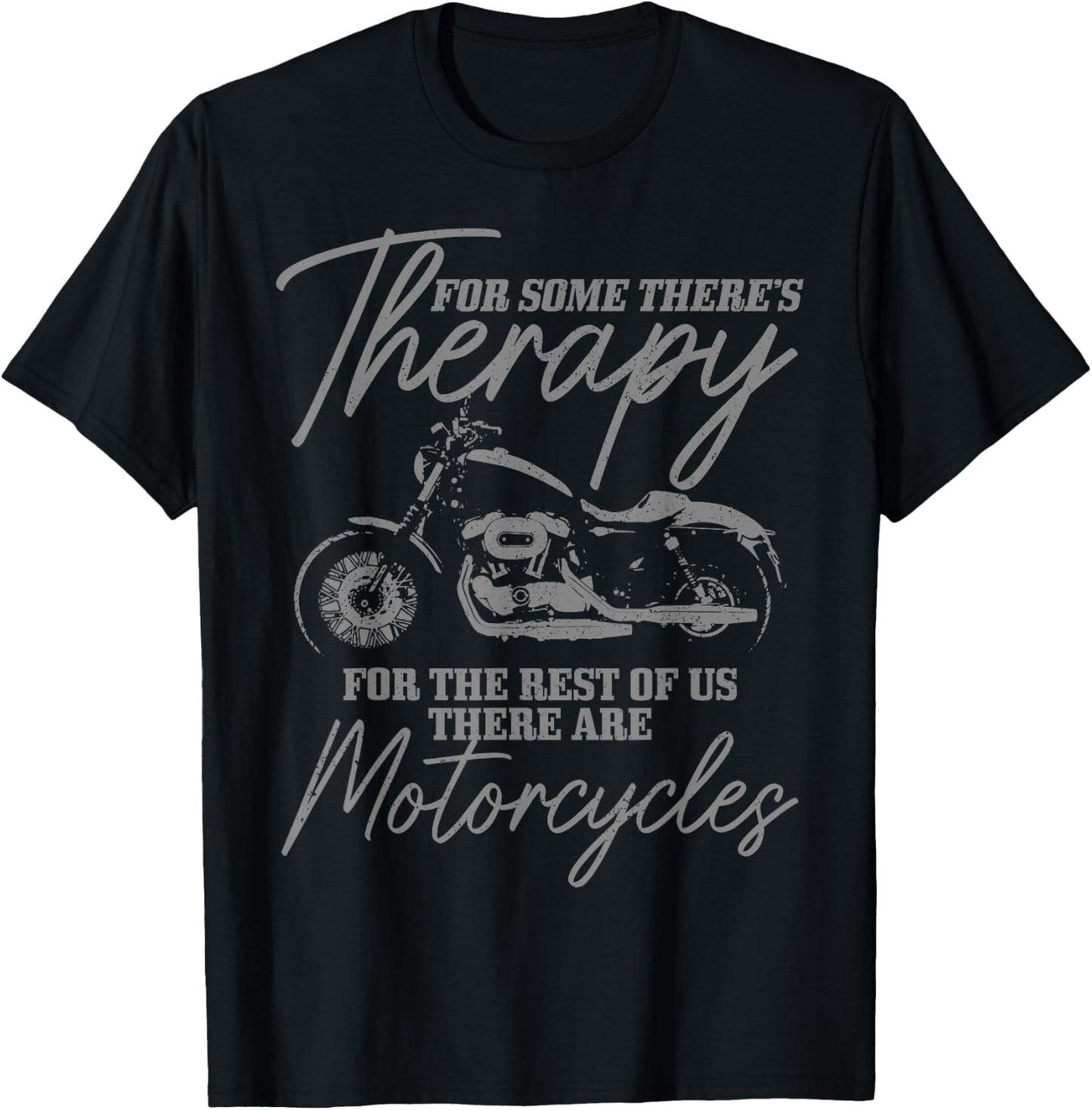 Biker Therapy Vintage Motorcycle Funny Biker T-Shirt - T-Shirt | Black