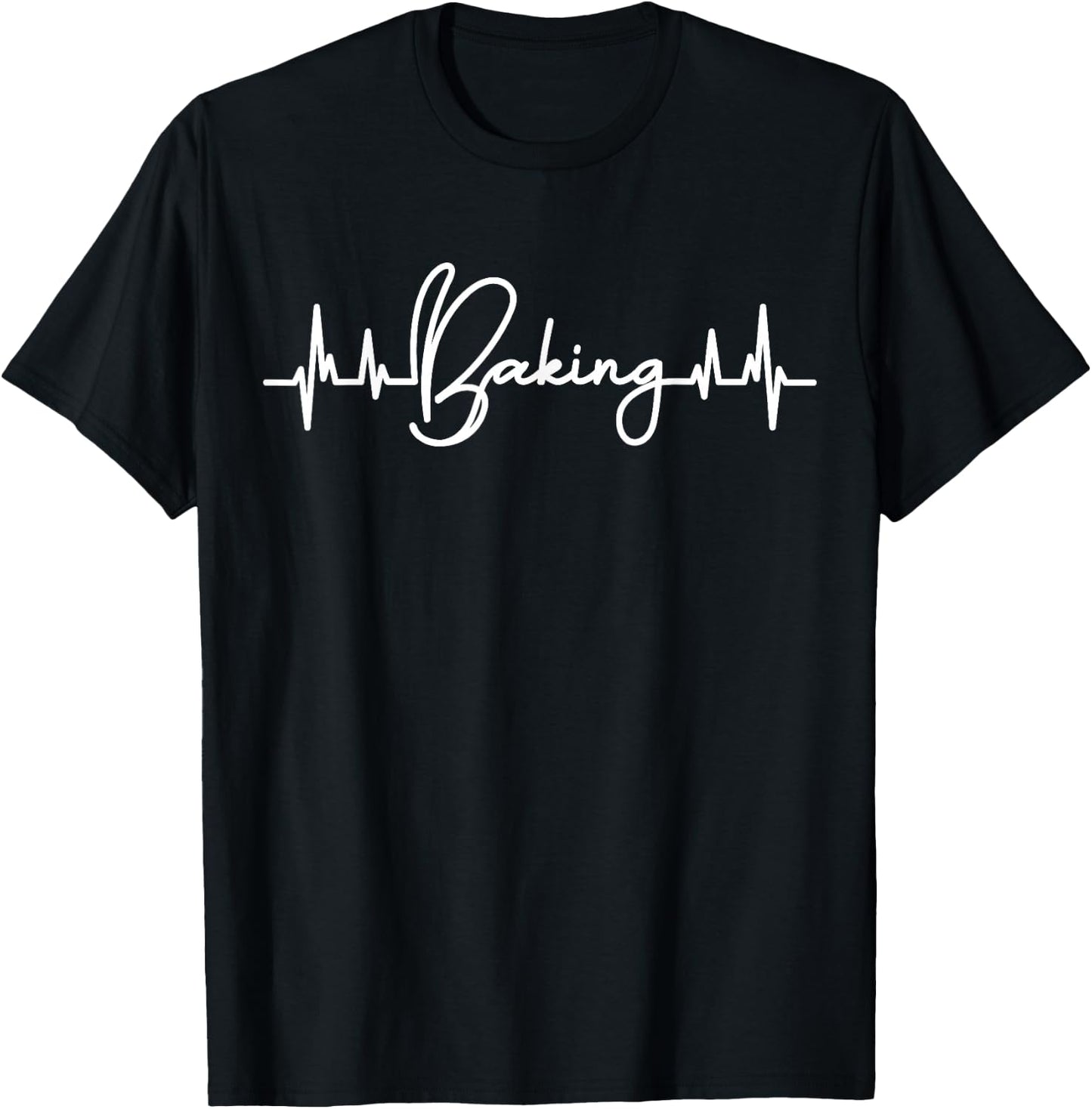 Cupcake Heartbeat EKG Pulse Cupcake Baking Chef T-Shirt - T-Shirt | Black
