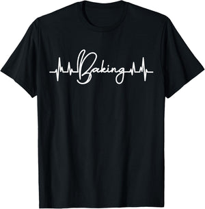 Cupcake Heartbeat EKG Pulse Cupcake Baking Chef T-Shirt - T-Shirt | Black
