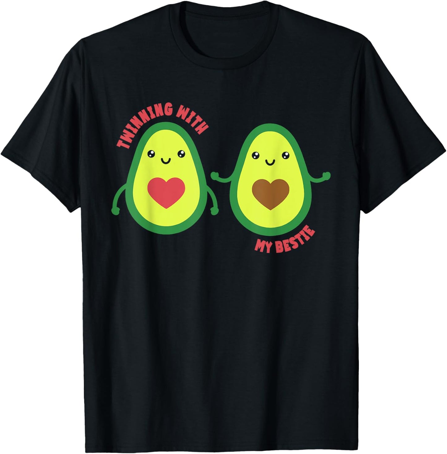 Matching Twin Twinning With My Bestie Avocado T-Shirt - T-Shirt | Black