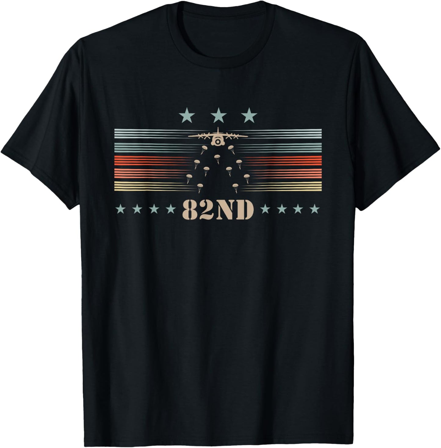 82nd Airborne Paratrooper Vintage T-Shirt - T-Shirt | Black