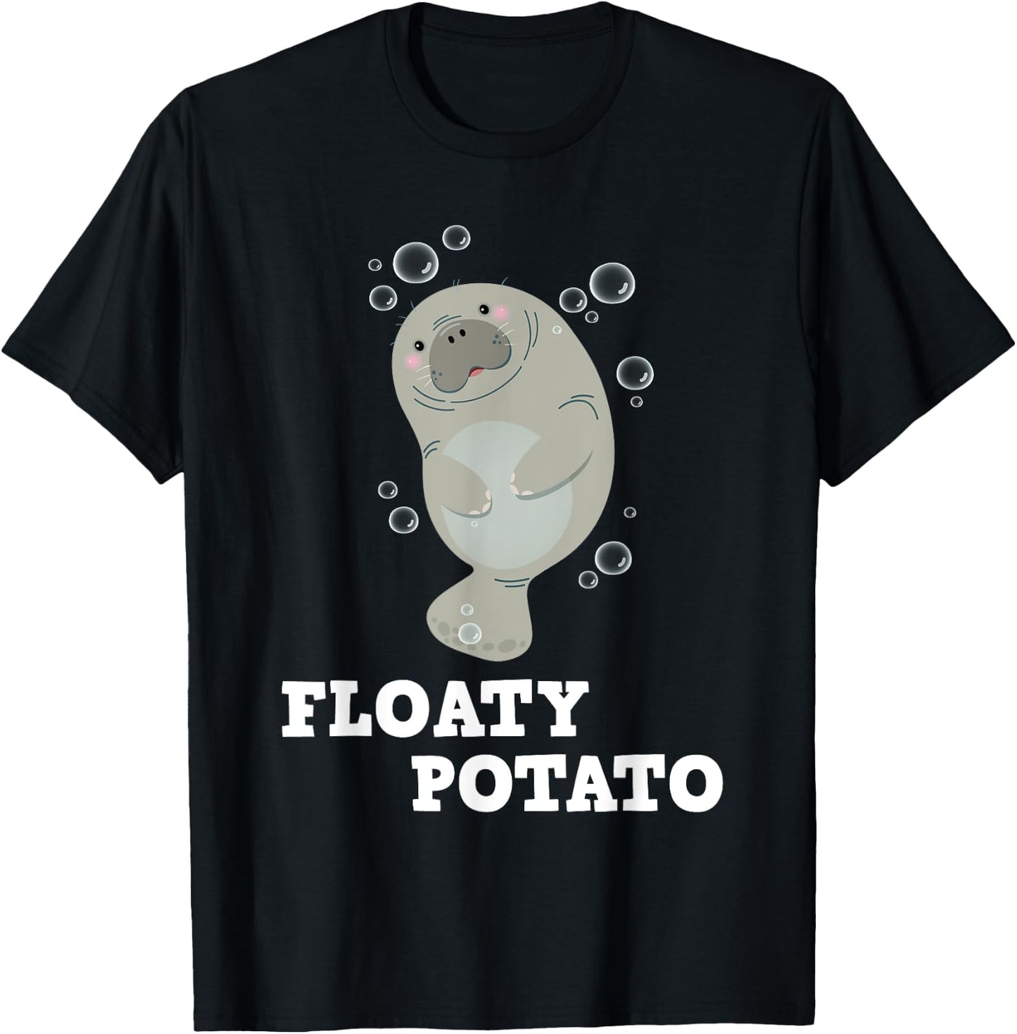 Floaty Potato - Manatee Sea Animal Lover Marine Biologist T-Shirt - T-Shirt | Black