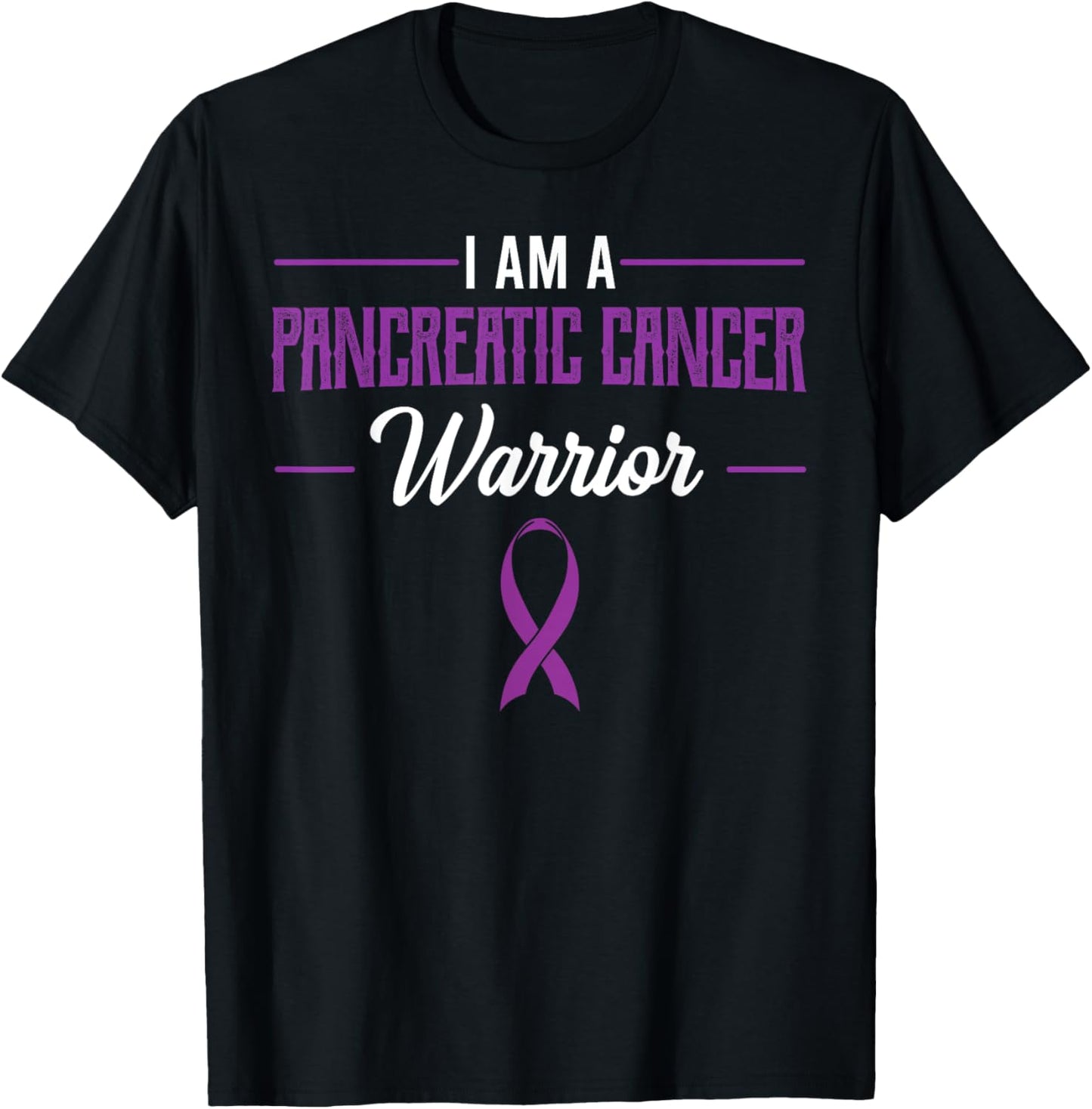 Pancreatic Cancer Warrior Neuroendocrine Tumor Purple Ribbon T-Shirt - T-Shirt | Black