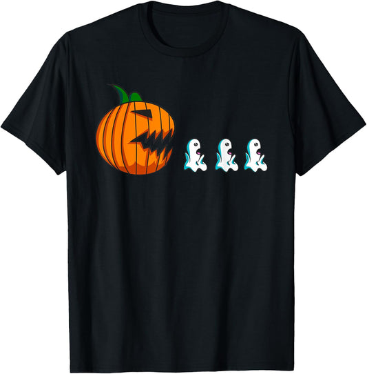 Pumpkin Ghosts Funny Halloween Kids Men T-Shirt - T-Shirt | Black