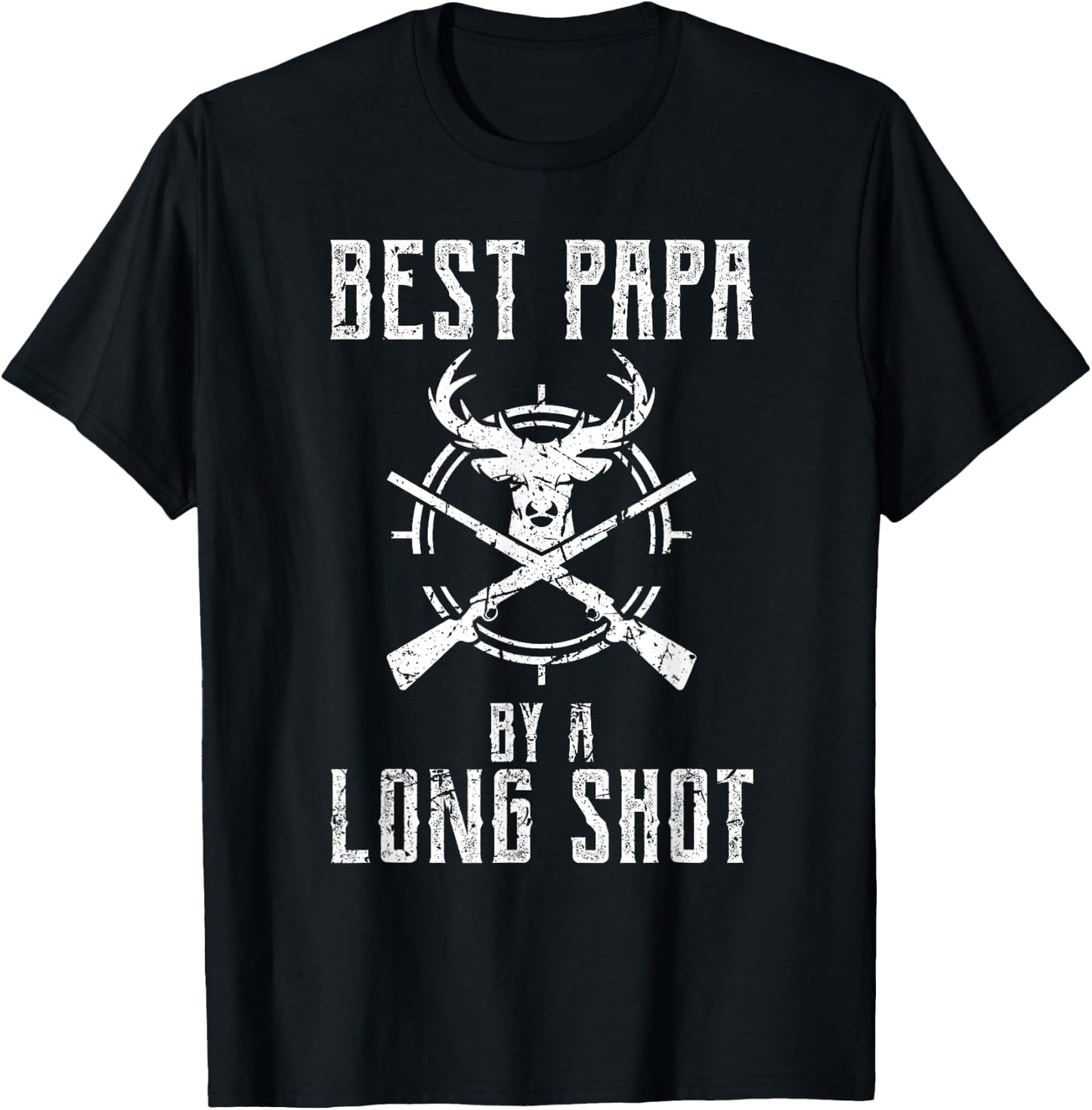 Best Papa By A Long Shot Funny Hunter Deer Hunting T-Shirt - T-Shirt | Black