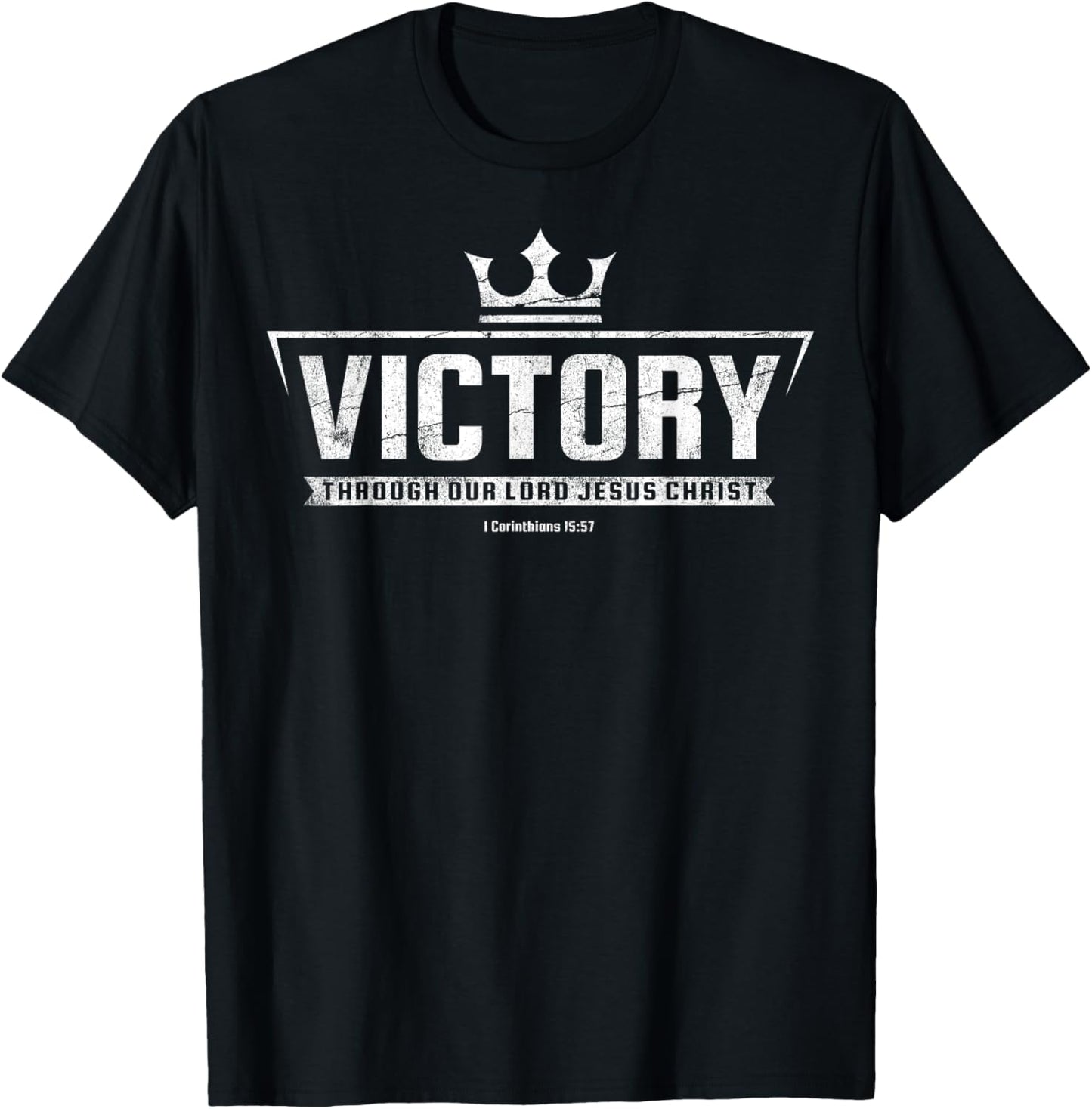 Christian T Shirt Men Kids Teens Victory In Jesus T-Shirt - T-Shirt | Black