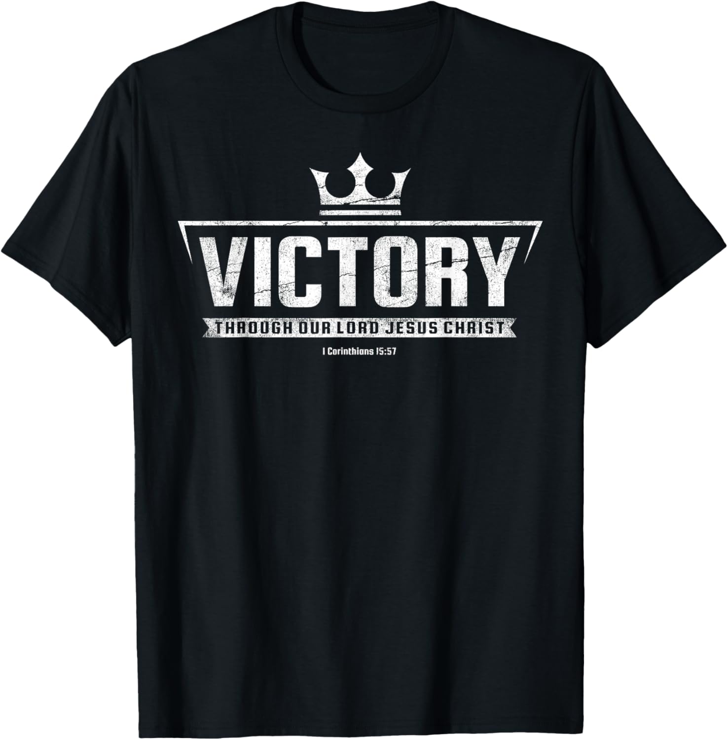 Christian T Shirt Men Kids Teens Victory In Jesus T-Shirt - T-Shirt | Black