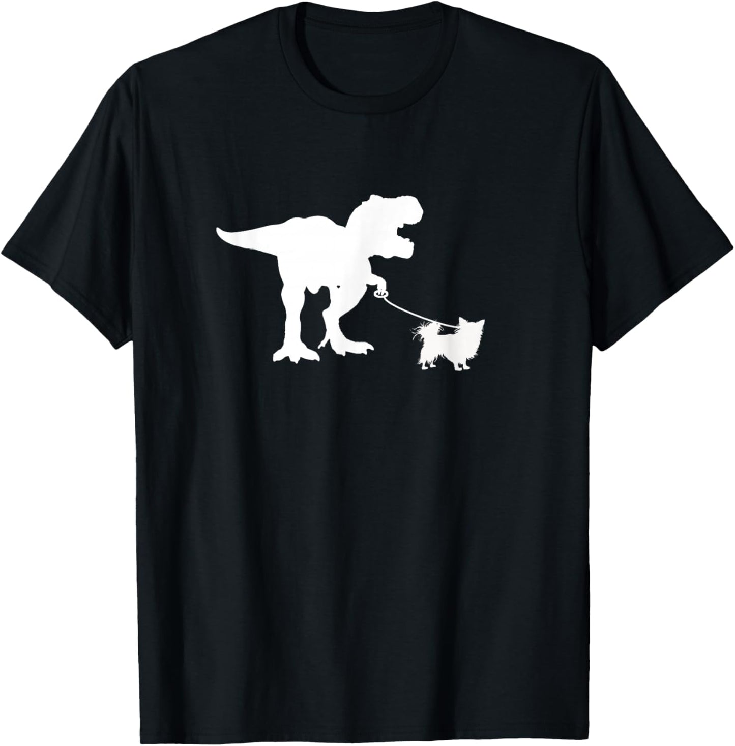 T-Rex Walking Long Haired Chihuahua Tyrannosaurs T Rex T-Shirt - T-Shirt | Black