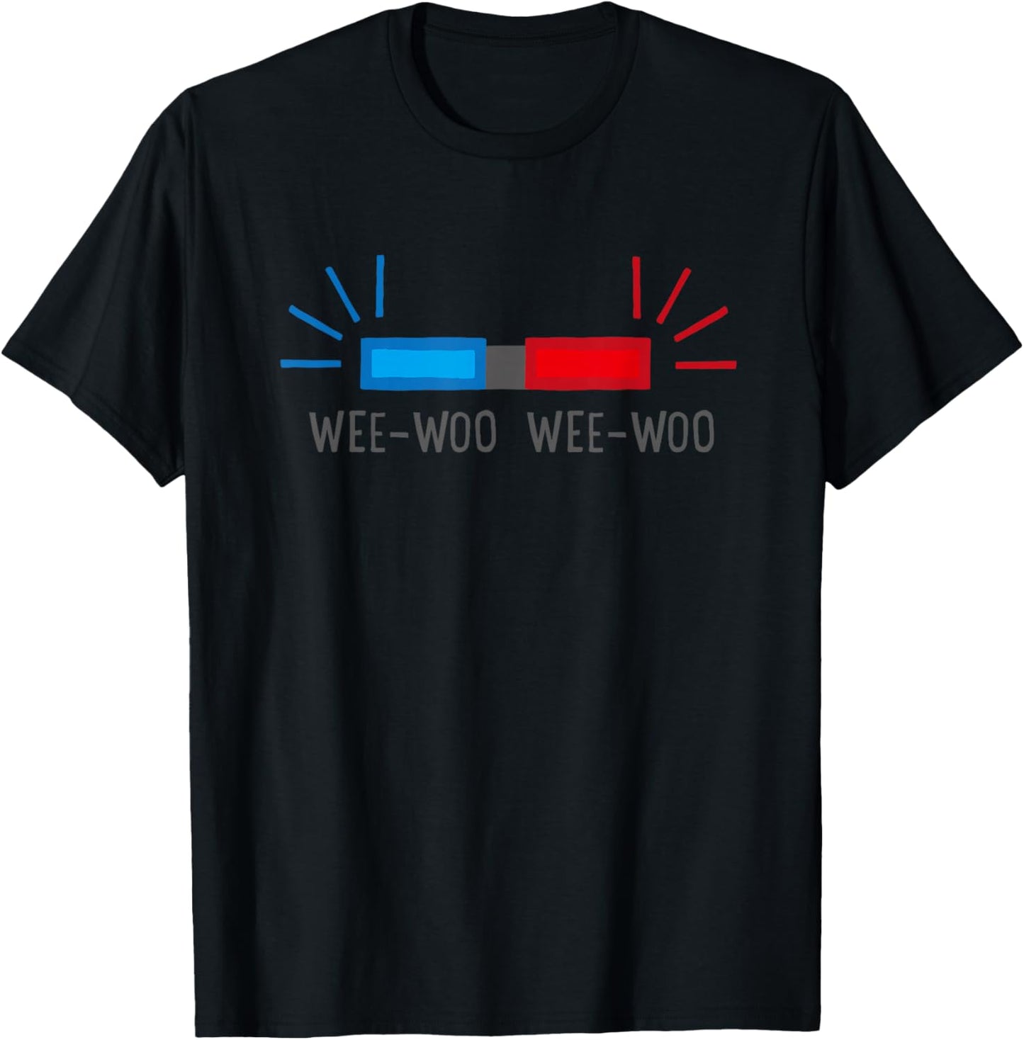 Fun Shirts Wee Woo Police Black Small Short Sleeve T-Shirt - T-Shirt | Black