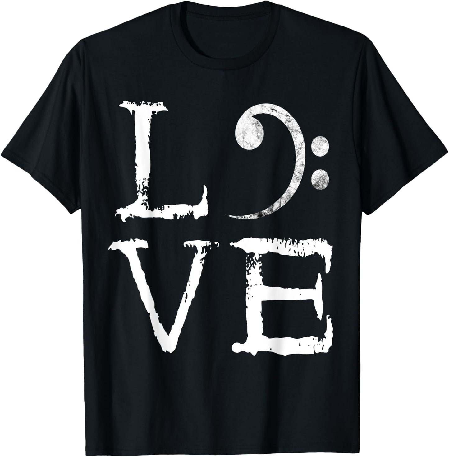 Bass Clef Creepy Love Bass Guitar Player Bass Guitarist T-Shirt - T-Shirt | Black