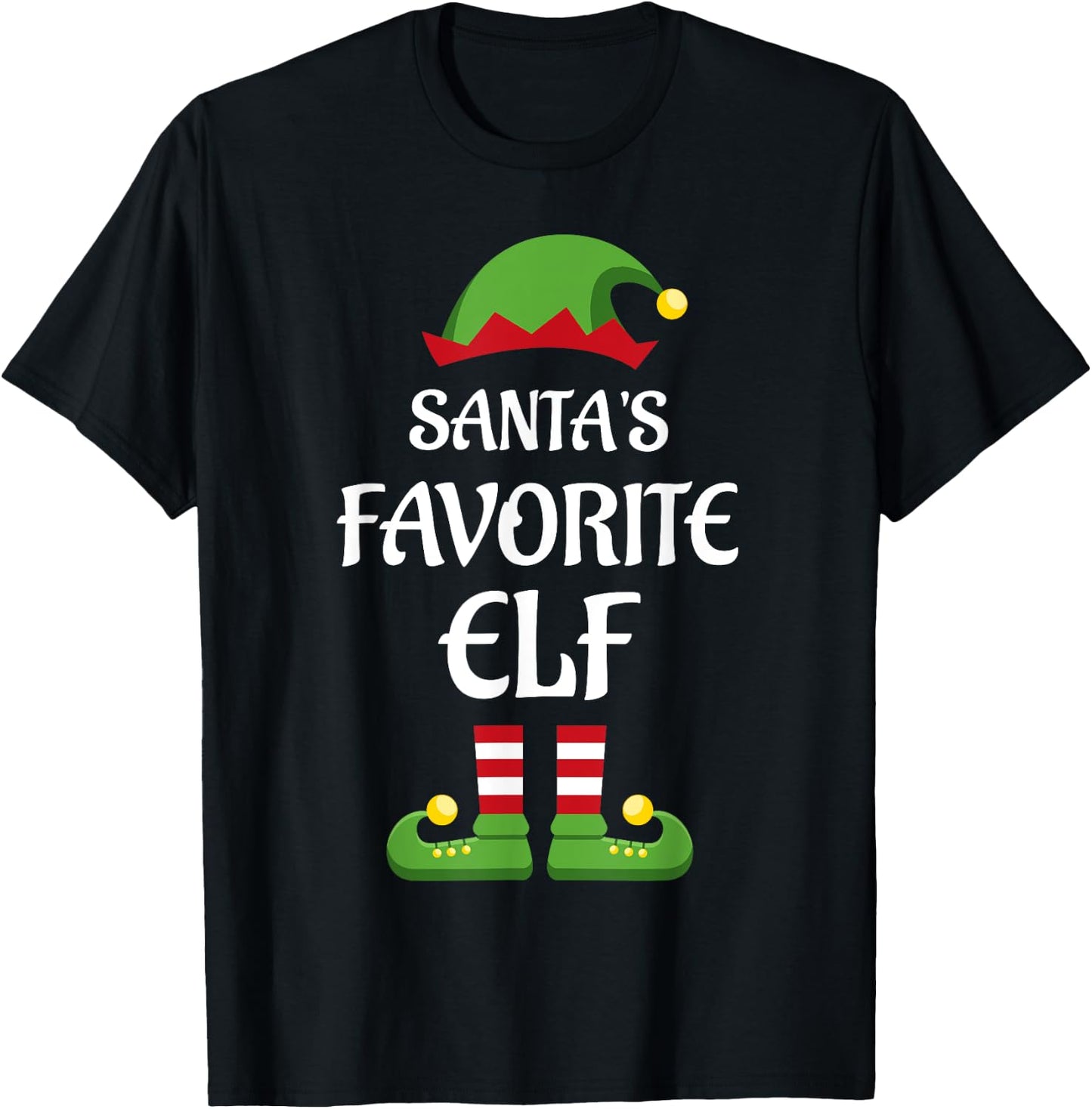 Santa's Favorite Elf Family Matching Group Christmas T-Shirt - T-Shirt | Black