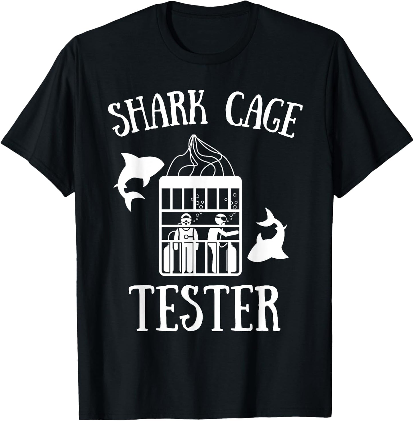 Wheelchair Handicap Humor Handicapped Shark Cage Tester T-Shirt - T-Shirt | Black