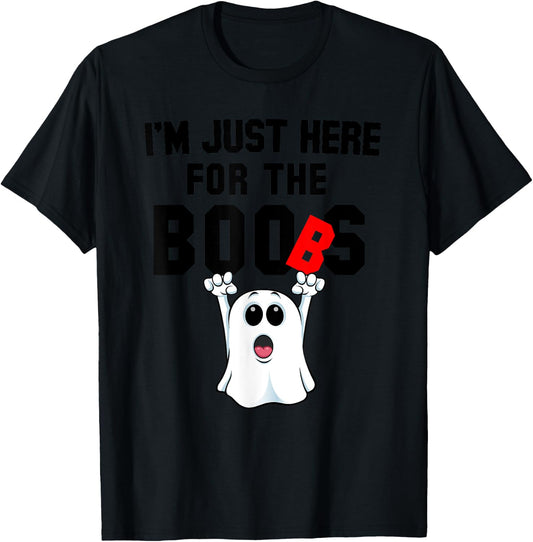 Just Here For the Boos Boob Ghost Halloween Shirt T-Shirt - T-Shirt | Black