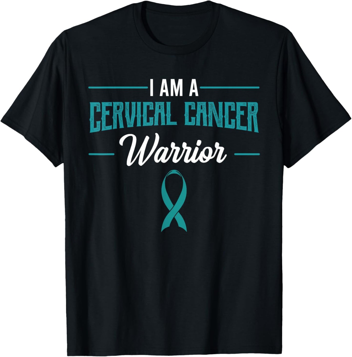 Cervical Cancer Warrior Teal White Squamous Cell Carcinomas T-Shirt - T-Shirt | Black