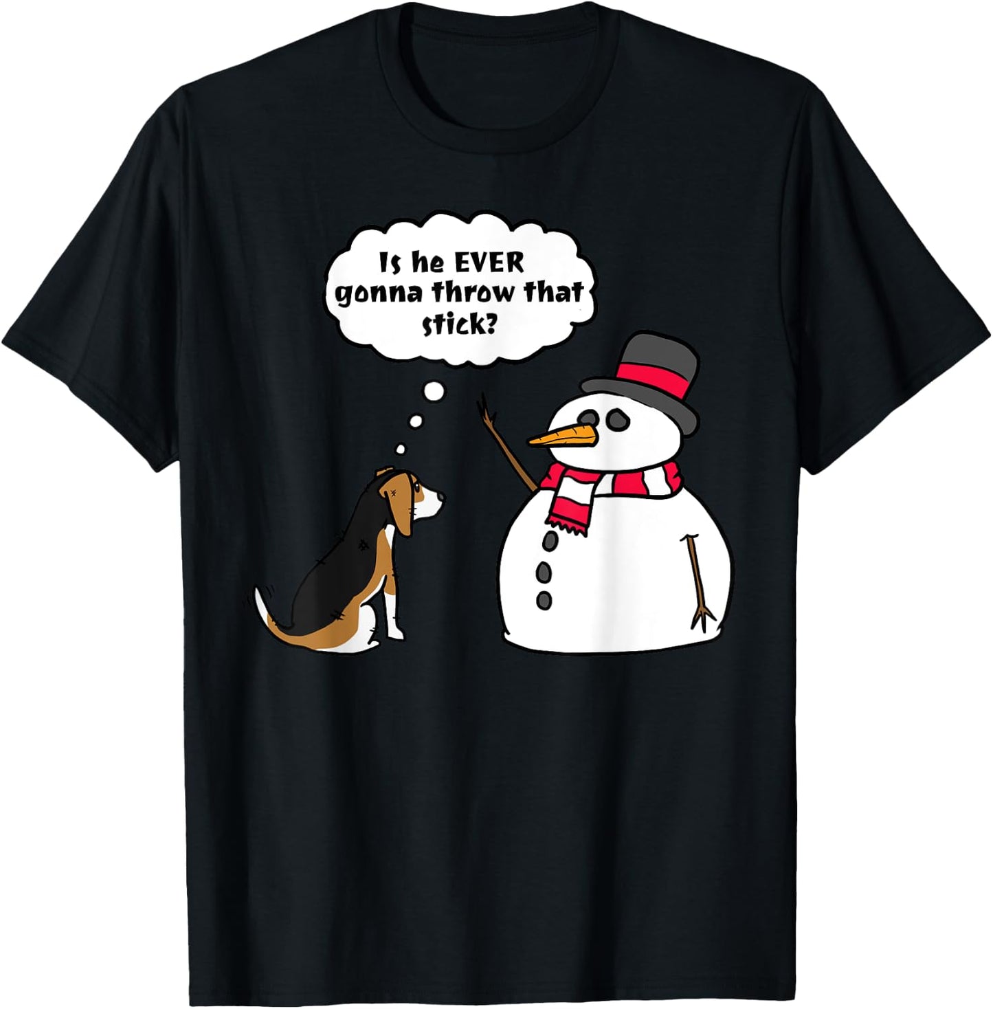 Beagle Snowman Christmas Dog Shirt T-Shirt - T-Shirt | Black