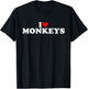 I Love Monkeys - Heart T-Shirt - T-Shirt | Black
