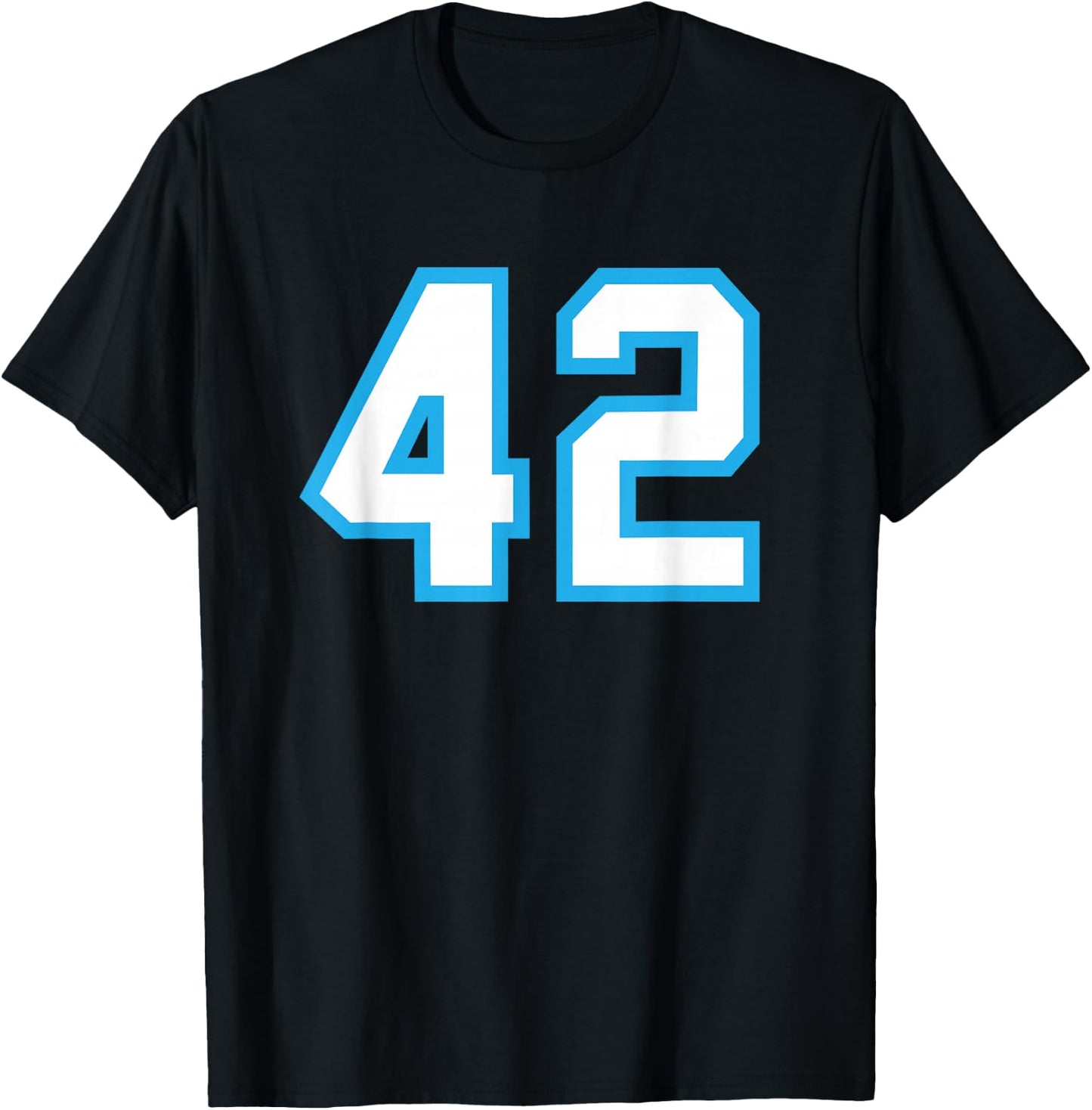 Number #42 White Blue Number T-Shirt - T-Shirt | Black