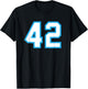 Number #42 White Blue Number T-Shirt - T-Shirt | Black
